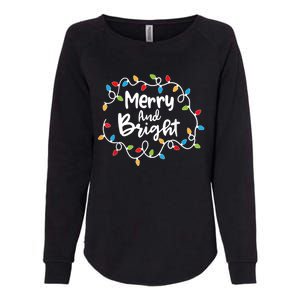 Merry And Bright Santa Christmas Xmas Lights Pajamas Holiday Womens California Wash Sweatshirt