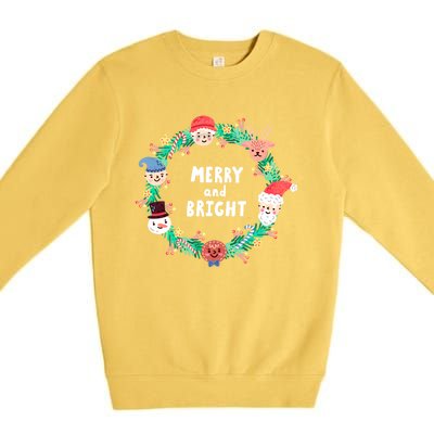 Merry And Bright Christmas Xmas Family Holidays Gift Gift Premium Crewneck Sweatshirt