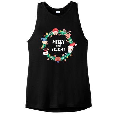 Merry And Bright Christmas Xmas Family Holidays Gift Gift Ladies PosiCharge Tri-Blend Wicking Tank