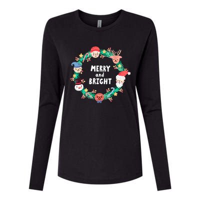 Merry And Bright Christmas Xmas Family Holidays Gift Gift Womens Cotton Relaxed Long Sleeve T-Shirt