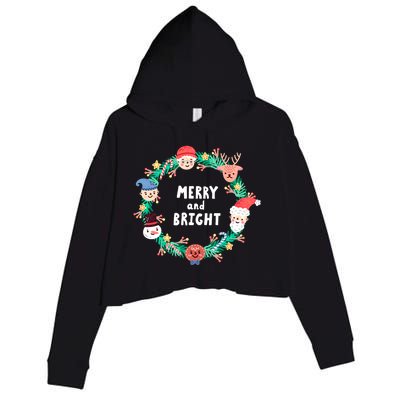 Merry And Bright Christmas Xmas Family Holidays Gift Gift Crop Fleece Hoodie