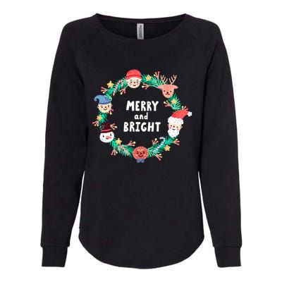 Merry And Bright Christmas Xmas Family Holidays Gift Gift Womens California Wash Sweatshirt