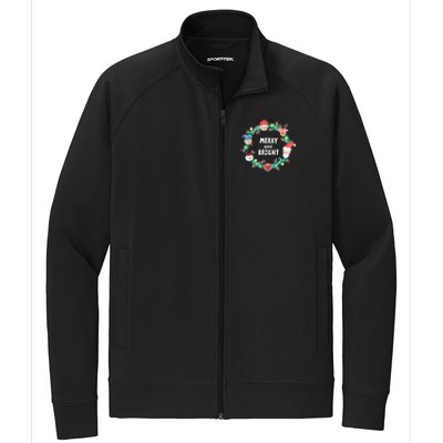 Merry And Bright Christmas Xmas Family Holidays Gift Gift Stretch Full-Zip Cadet Jacket