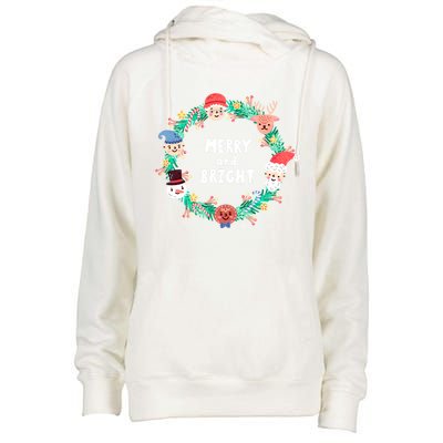 Merry And Bright Christmas Xmas Family Holidays Gift Gift Womens Funnel Neck Pullover Hood