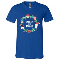 Merry And Bright Christmas Xmas Family Holidays Gift Gift V-Neck T-Shirt