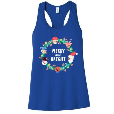 Merry And Bright Christmas Xmas Family Holidays Gift Gift Women's Racerback Tank