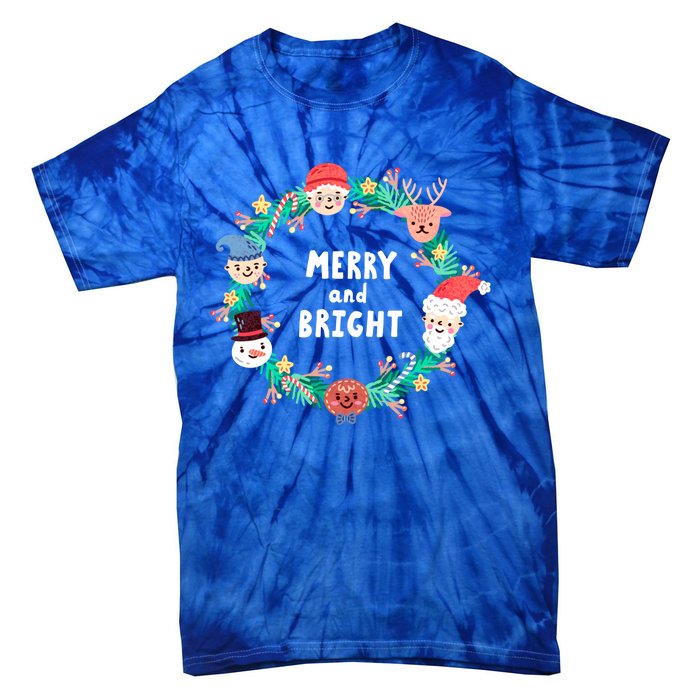 Merry And Bright Christmas Xmas Family Holidays Gift Gift Tie-Dye T-Shirt