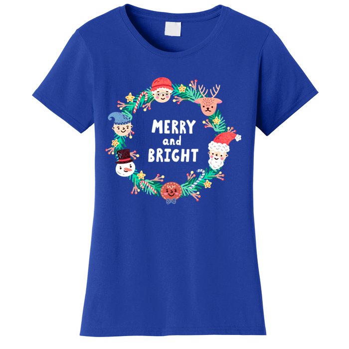 Merry And Bright Christmas Xmas Family Holidays Gift Gift Women's T-Shirt