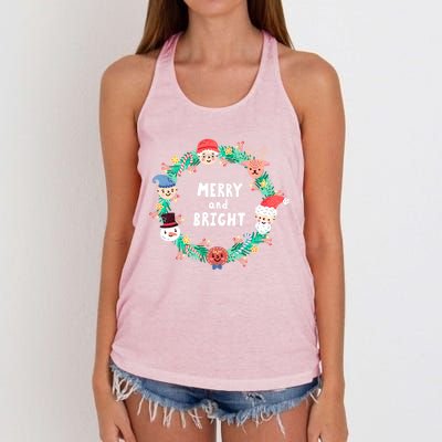 Merry And Bright Christmas Xmas Family Holidays Gift Gift Women's Knotted Racerback Tank