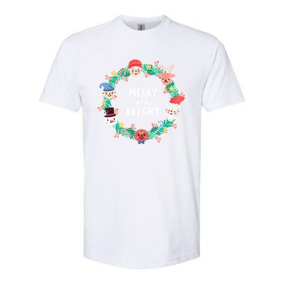 Merry And Bright Christmas Xmas Family Holidays Gift Gift Softstyle CVC T-Shirt