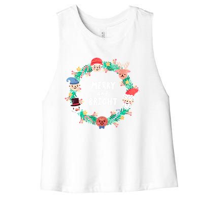 Merry And Bright Christmas Xmas Family Holidays Gift Gift Women's Racerback Cropped Tank