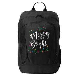 Merry and Bright Christmas Lights Xmas Holiday Family Match City Backpack