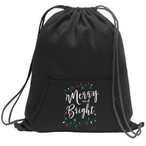 Merry and Bright Christmas Lights Xmas Holiday Family Match Sweatshirt Cinch Pack Bag