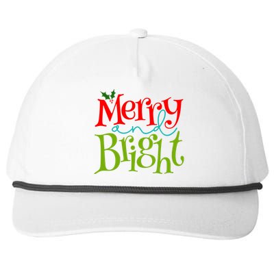 Merry And Bright Christmas Holiday Festive Snapback Five-Panel Rope Hat