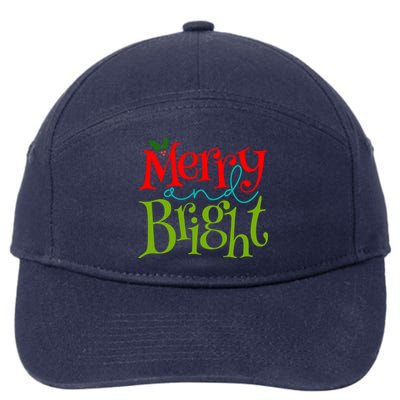 Merry And Bright Christmas Holiday Festive 7-Panel Snapback Hat