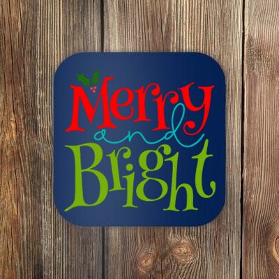 Merry And Bright Christmas Holiday Festive Coaster