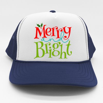 Merry And Bright Christmas Holiday Festive Trucker Hat