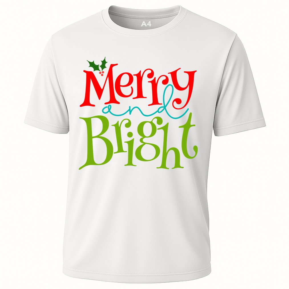 Merry And Bright Christmas Holiday Festive Cooling Performance Crew T-Shirt