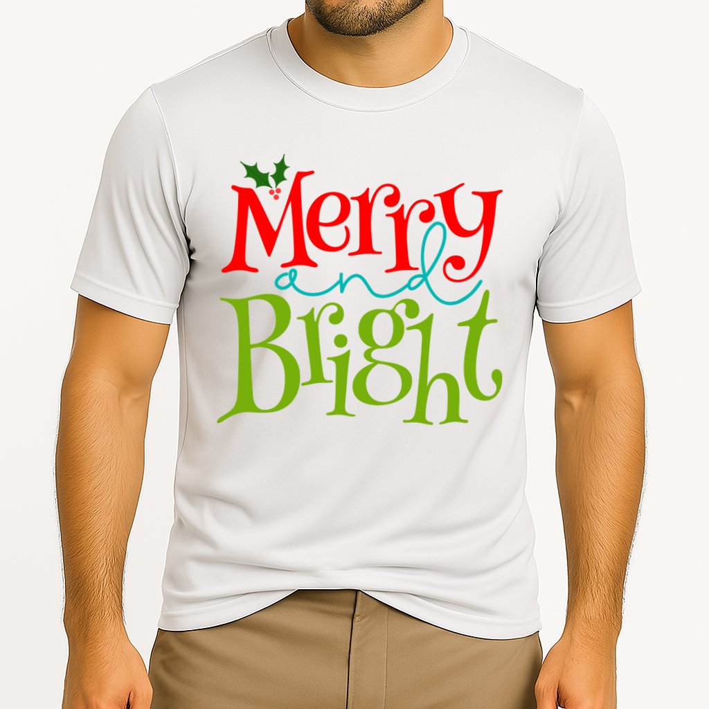 Merry And Bright Christmas Holiday Festive Cooling Performance Crew T-Shirt