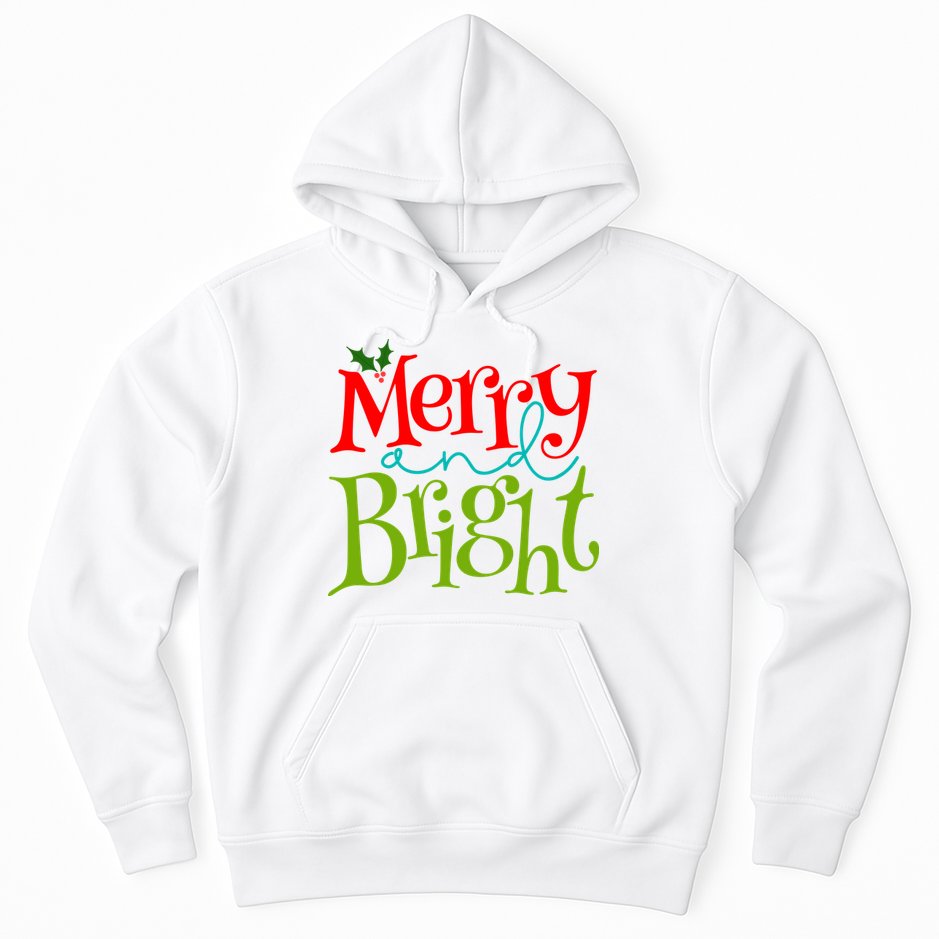 Merry And Bright Christmas Holiday Festive Hoodie