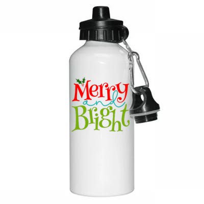 Merry And Bright Christmas Holiday Festive Aluminum Water Bottle