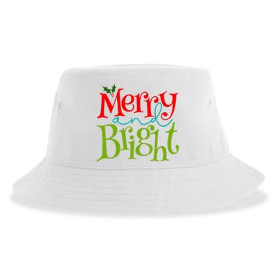 Merry And Bright Christmas Holiday Festive Sustainable Bucket Hat