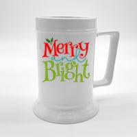 Merry And Bright Christmas Holiday Festive Beer Stein