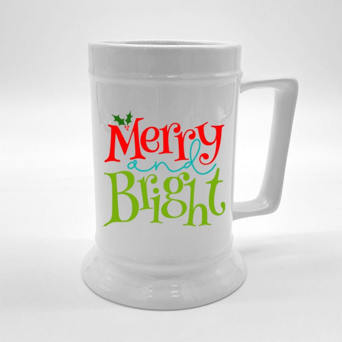 Merry And Bright Christmas Holiday Festive Beer Stein