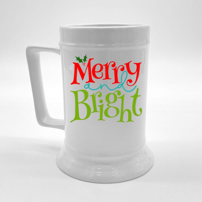 Merry And Bright Christmas Holiday Festive Beer Stein