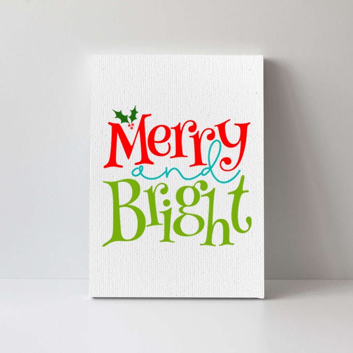 Merry And Bright Christmas Holiday Festive Canvas