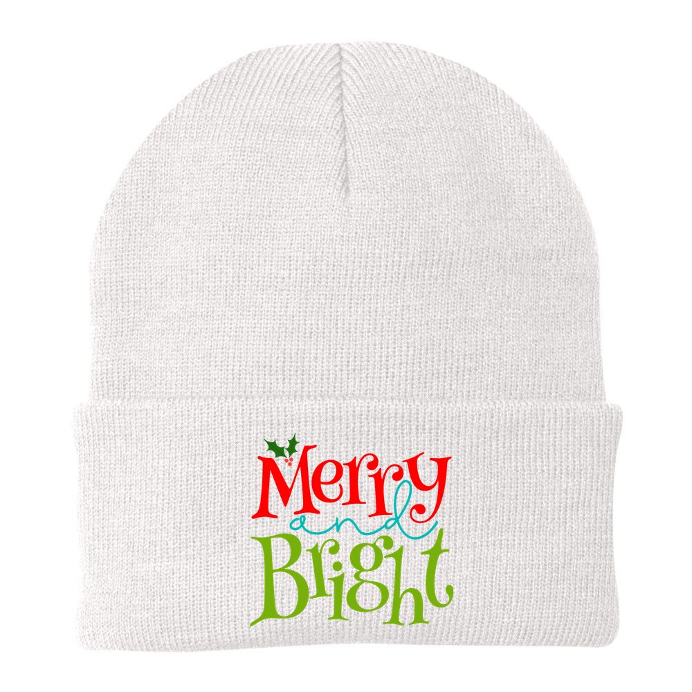 Merry And Bright Christmas Holiday Festive Beanie
