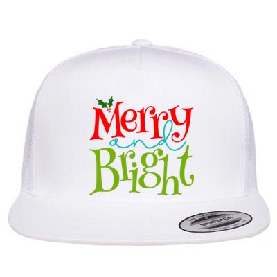 Merry And Bright Christmas Holiday Festive Flat Bill Trucker Hat