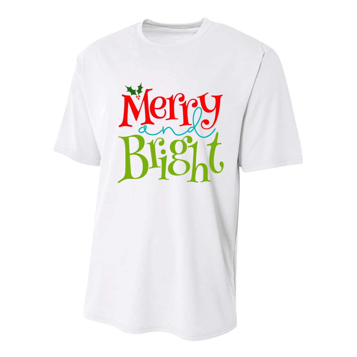 Merry And Bright Christmas Holiday Festive Youth Performance Sprint T-Shirt
