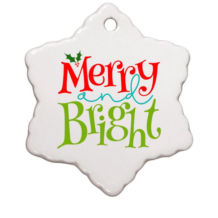 Merry And Bright Christmas Holiday Festive Ceramic Star Ornament