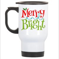 Merry And Bright Christmas Holiday Festive Stainless Steel Travel Mug