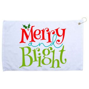 Merry And Bright Christmas Holiday Festive Grommeted Golf Towel