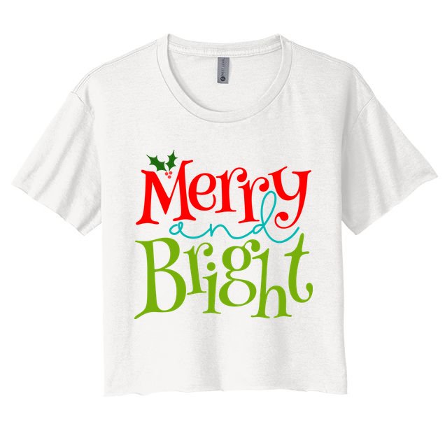 Merry And Bright Christmas Holiday Festive Crop Top