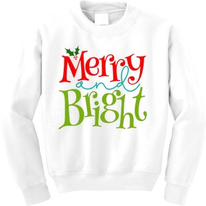 Merry And Bright Christmas Holiday Festive Kids Sweatshirt