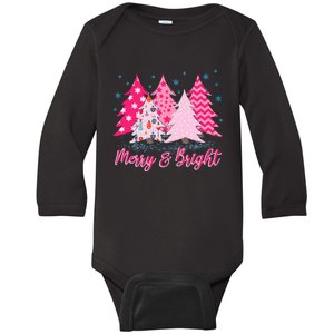 Merry and Bright Pink Christmas Tree Pink Christmas Costume Baby Long Sleeve Bodysuit