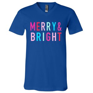 Merry And Bright Christmas Cute Gift V-Neck T-Shirt