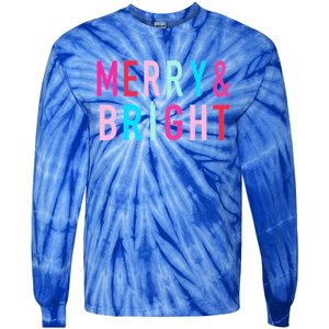 Merry And Bright Christmas Cute Gift Tie-Dye Long Sleeve Shirt