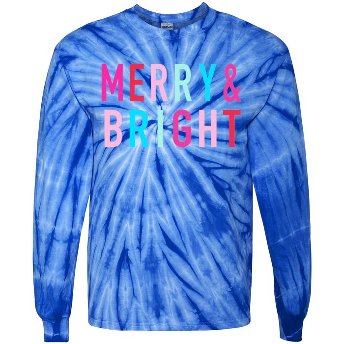 Merry And Bright Christmas Cute Gift Tie-Dye Long Sleeve Shirt