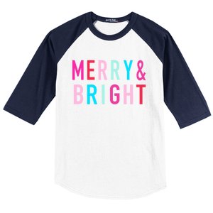 Merry And Bright Christmas Cute Gift Baseball Sleeve Shirt