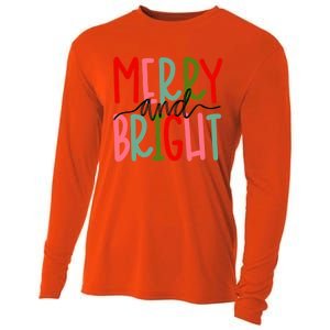 Merry And Bright Christmas Cute Meaningful Gift Cooling Performance Long Sleeve Crew