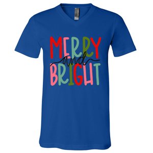 Merry And Bright Christmas Cute Meaningful Gift V-Neck T-Shirt