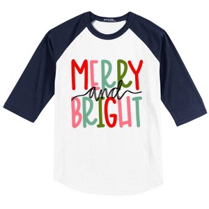 Merry And Bright Christmas Cute Meaningful Gift Baseball Sleeve Shirt