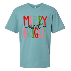 Merry And Bright Christmas Cute Meaningful Gift Sueded Cloud Jersey T-Shirt