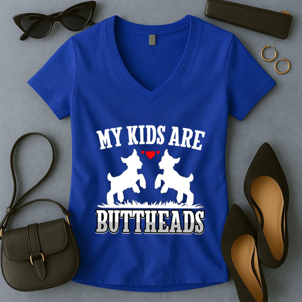 My Are Buttheads Funny Goat Lover Goat Mom Farmer Meaningful Gift Women's V-Neck T-Shirt