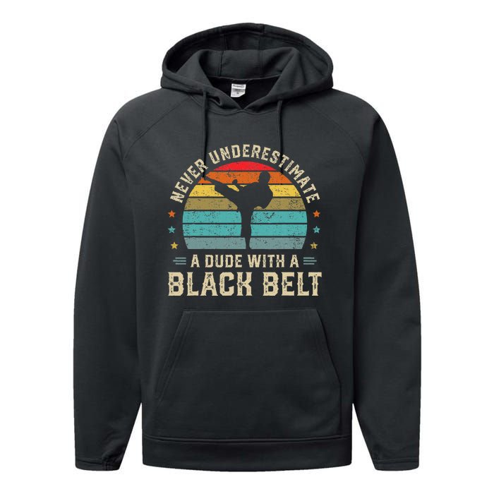 Martial Arts Black Belt Karate Jiu Jitsu Taekwondo Gifts Performance Fleece Hoodie