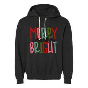 Merry And Bright Christmas Garment-Dyed Fleece Hoodie